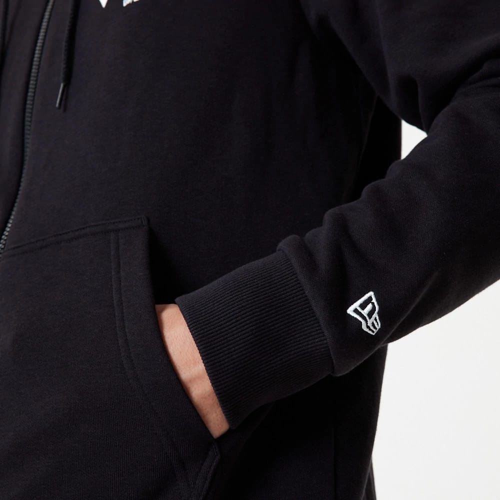 The Male model is wearing New York Yankees MLB Essential Black Full Zip Hoodie 4