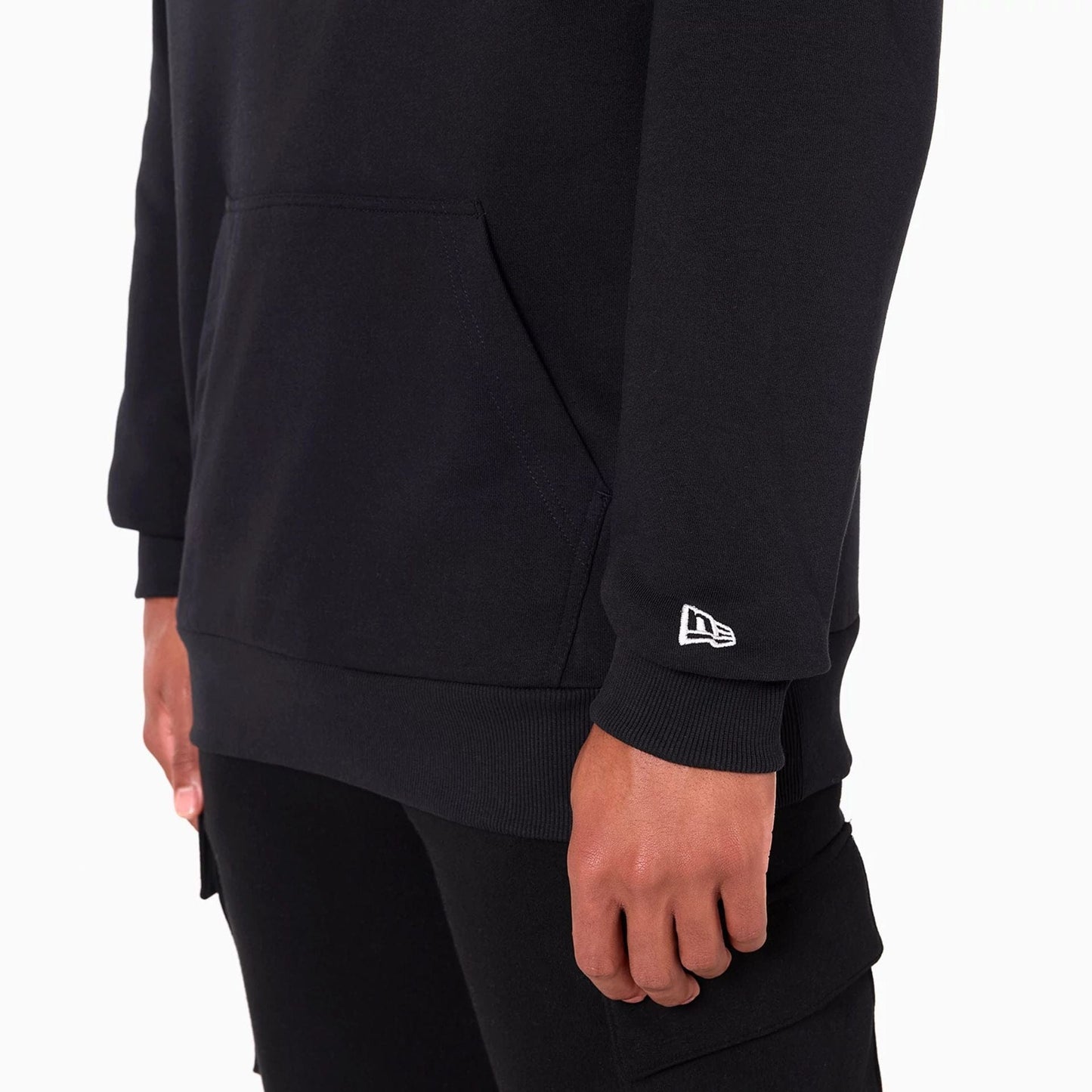 The Male model is wearing Las Vegas Raiders NFL Black Pullover Hoodie 7