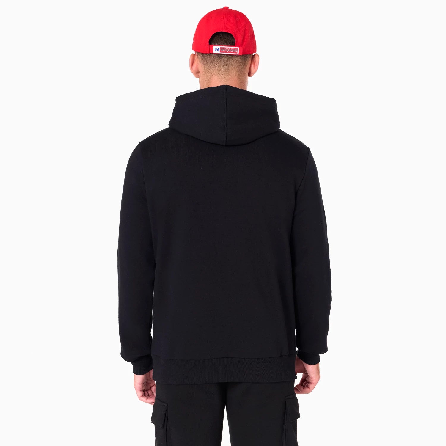 The Male model is wearing Tampa Bay Buccaneers NFL Black Pullover Hoodie 2