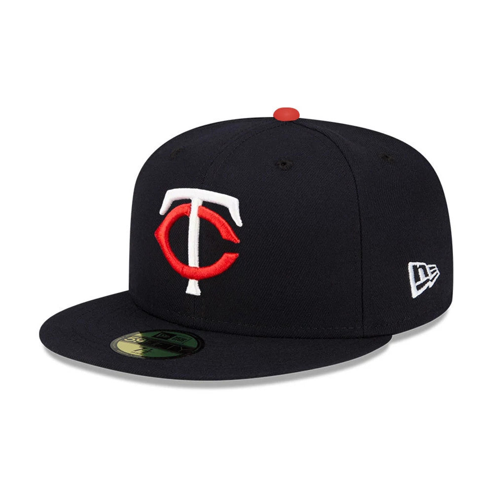 This is a Minnesota Twins MLB Authentic On Field Navy 59FIFTY Fitted Cap 1