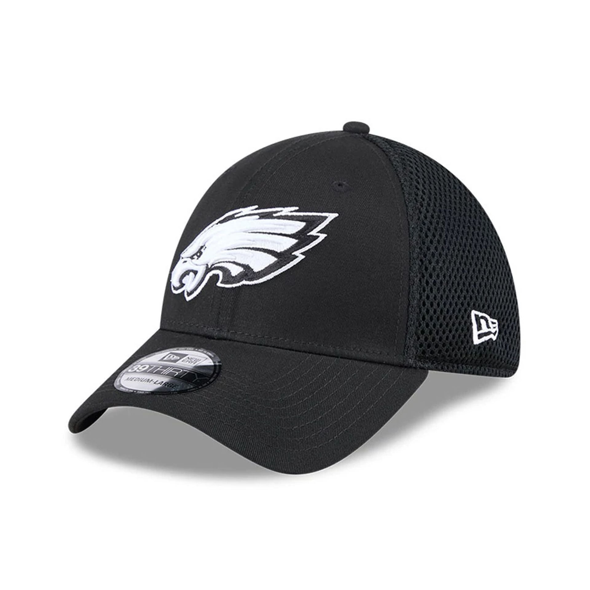 Pictured is this NFL Evergreen Neo Philadelphia Eagles 39THIRTY Stretch Fit cap in black. 1