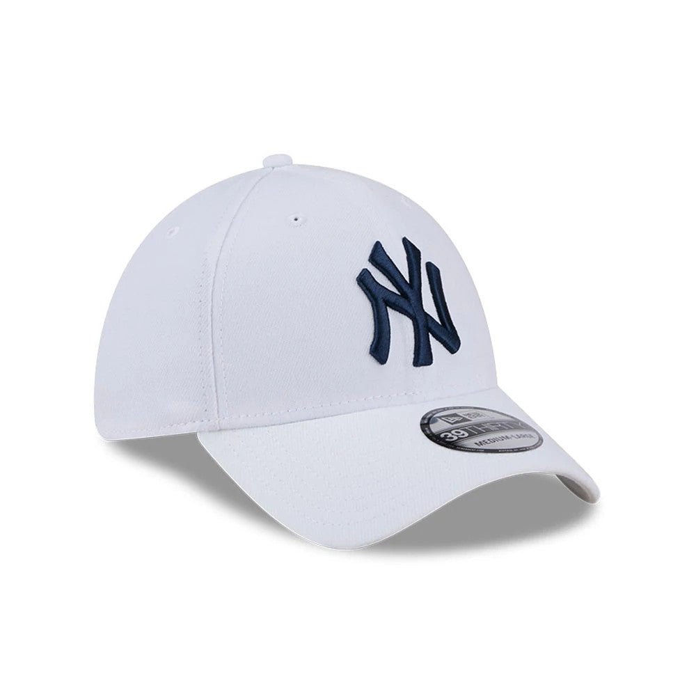 Pictured is this MLB Evergreen New York Yankees 39THIRTY Stretch Fit cap in white. 3
