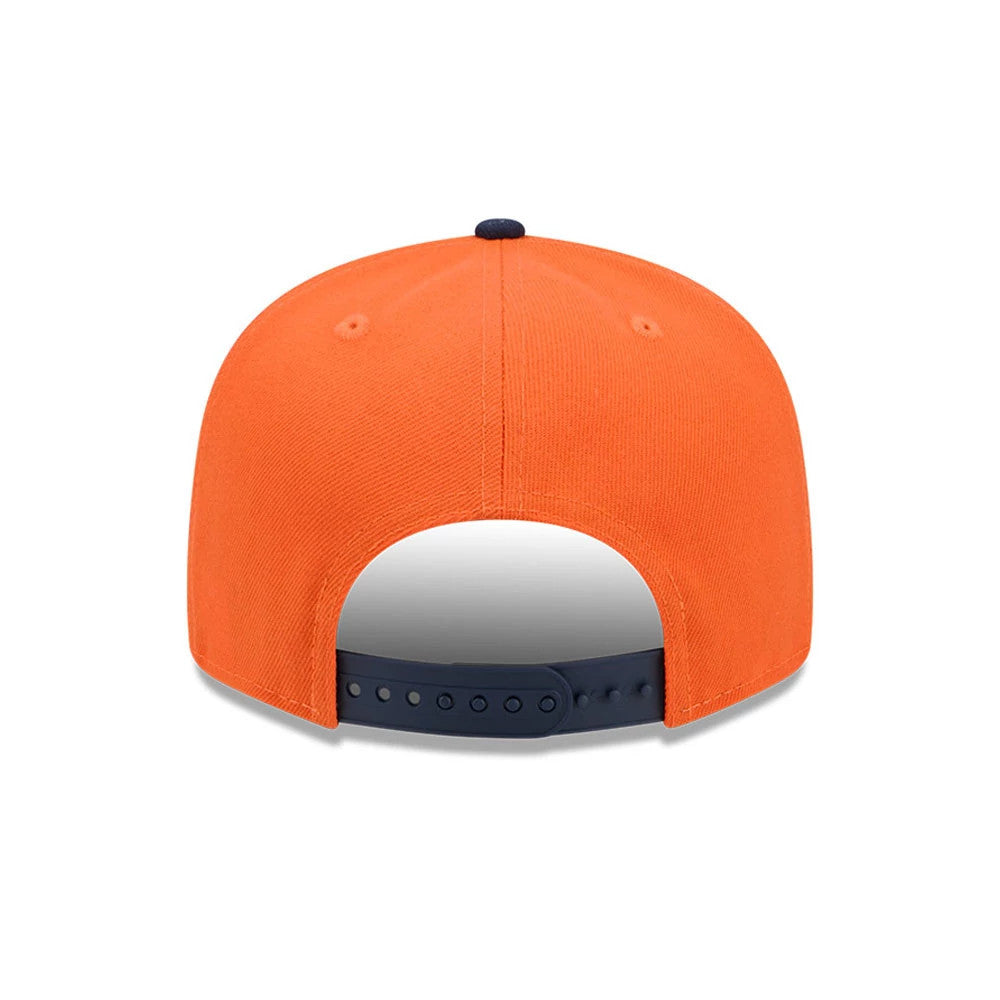 Pictured is this NFL Evergreen Denver Broncos 9FIFTY Snapback cap in orange. 7