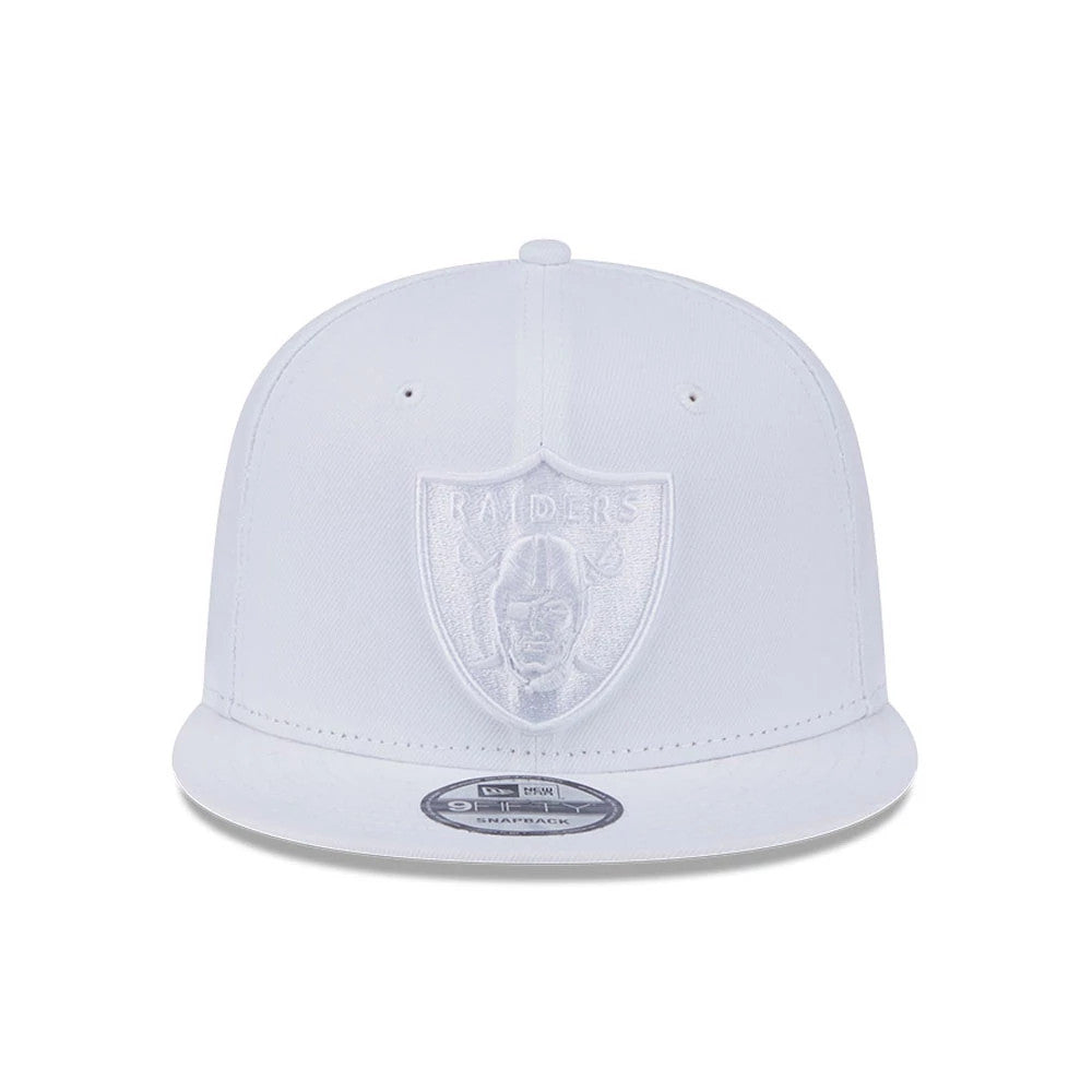 Pictured is this NFL Evergreen Las Vegas Raiders 9FIFTY Snapback cap in white. 3