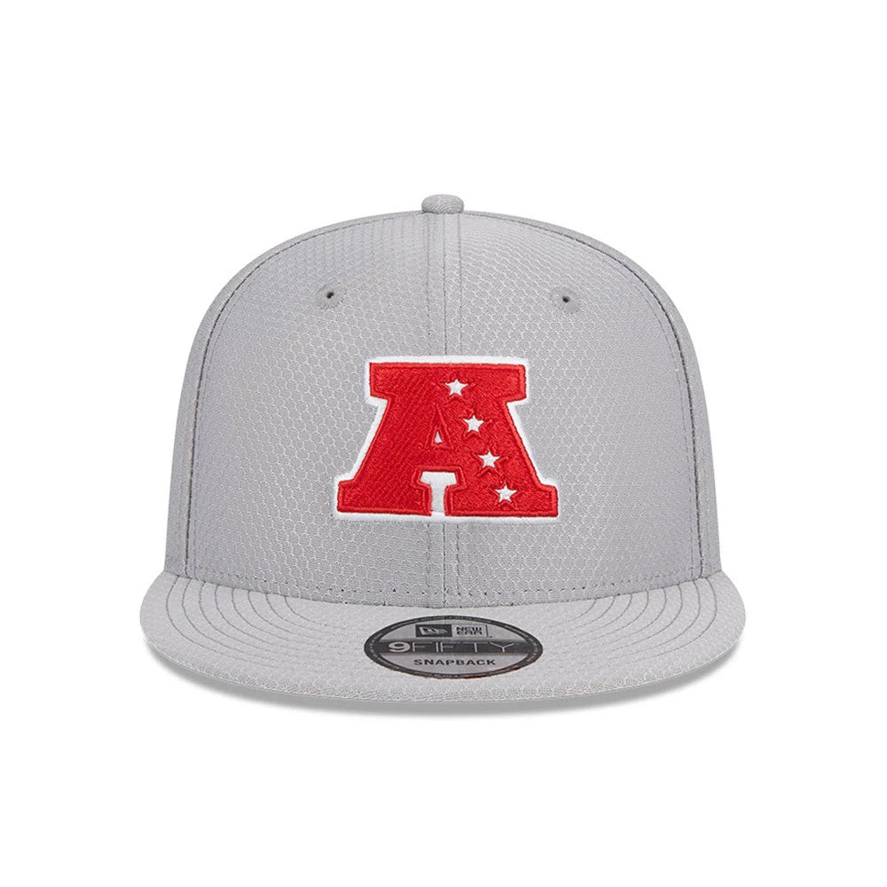 Pictured is this NFL Pro Bowl 2025 AFC Logo 9FIFTY Snapback Adjustable cap in grey. 2