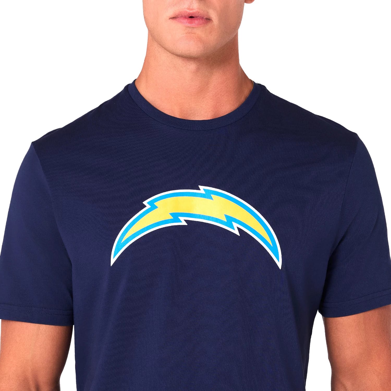 The Male model is wearing LA Chargers NFL Blue T-Shirt 3