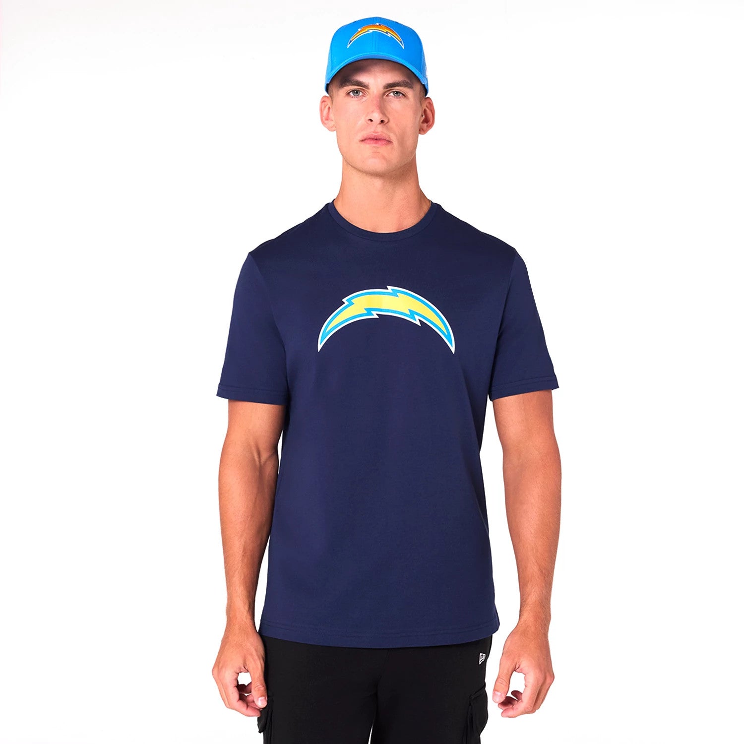 The Male model is wearing LA Chargers NFL Blue T-Shirt 1