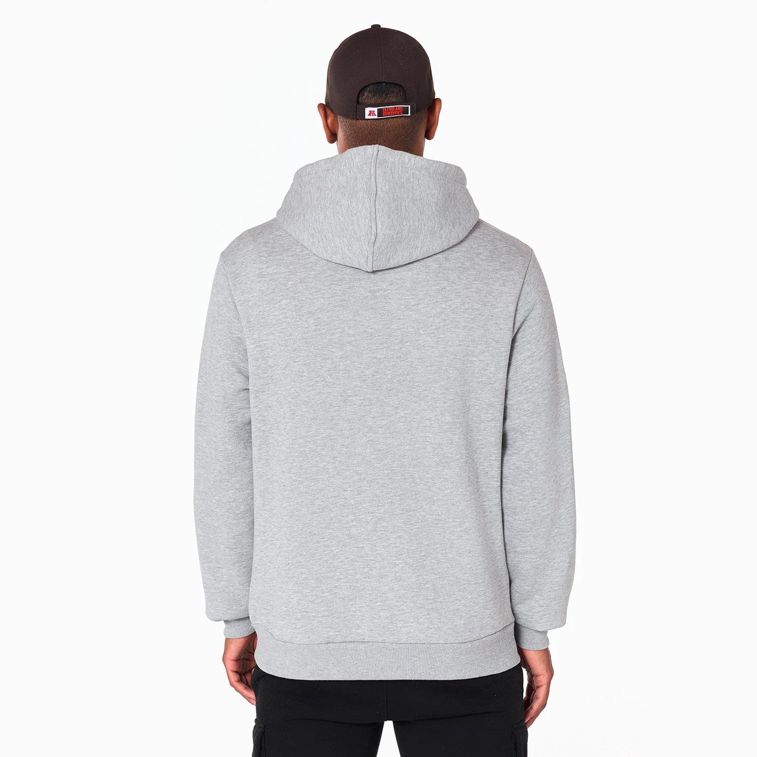 The Male model is wearing Cleveland Browns NFL Grey Pullover Hoodie 2