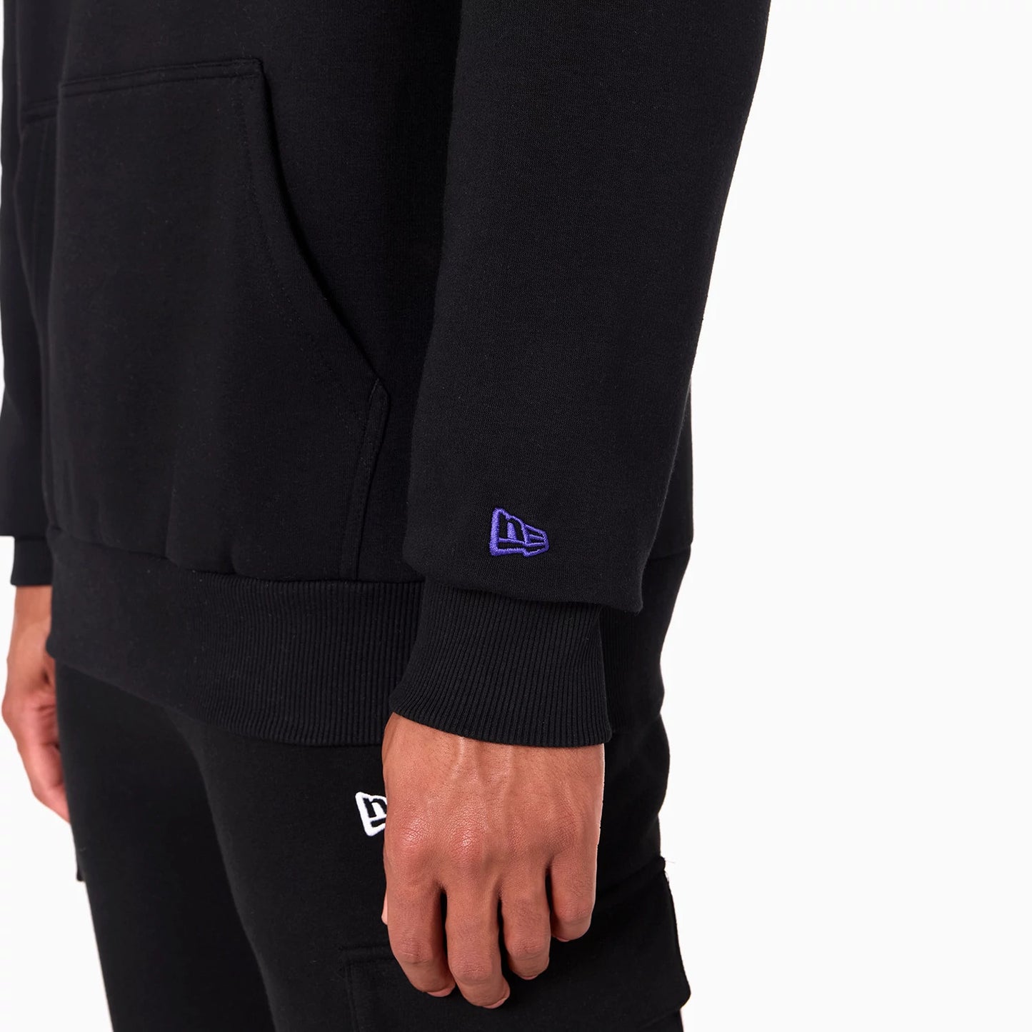 The Male model is wearing Baltimore Ravens NFL Black Pullover Hoodie 7