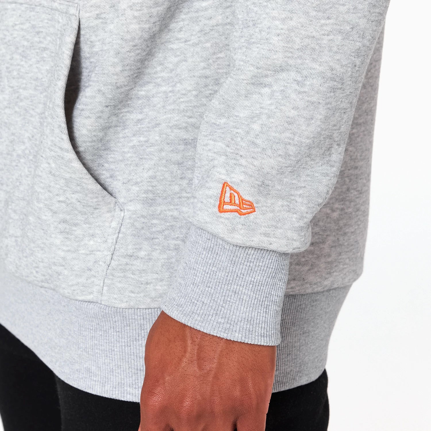 The Male model is wearing New York Knicks NBA Grey Pullover Hoodie 4
