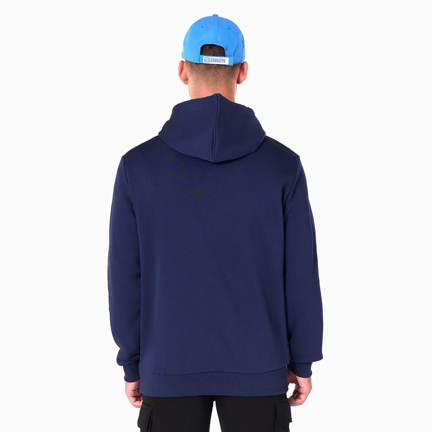 The Male model is wearing Denver Nuggets NBA Navy Pullover Hoodie 7