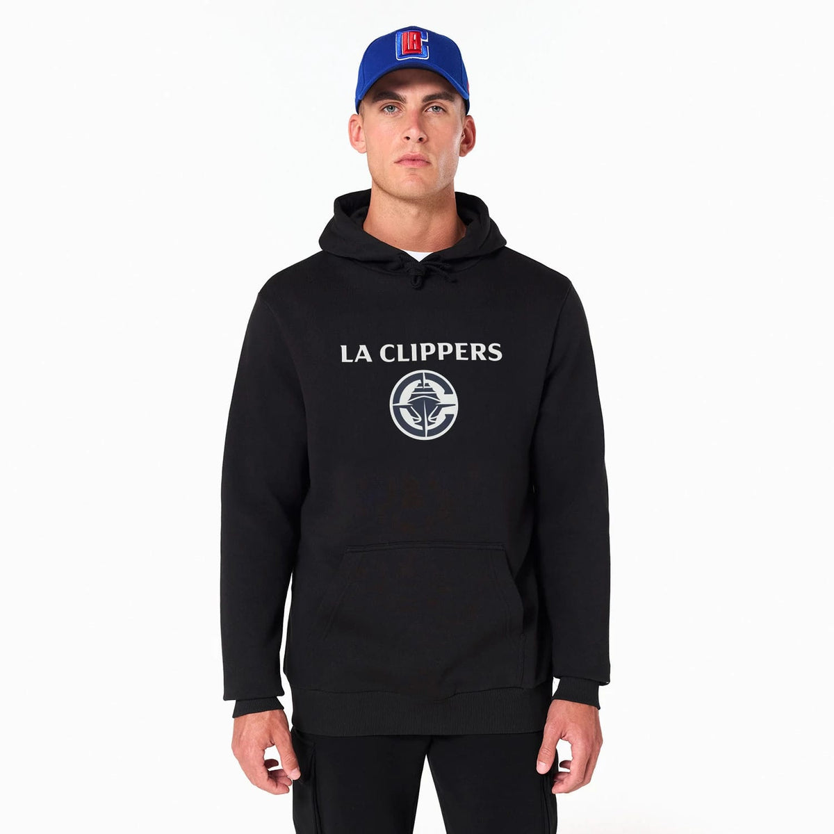 The Male model is wearing LA Clippers NBA Black Pullover Hoodie 1