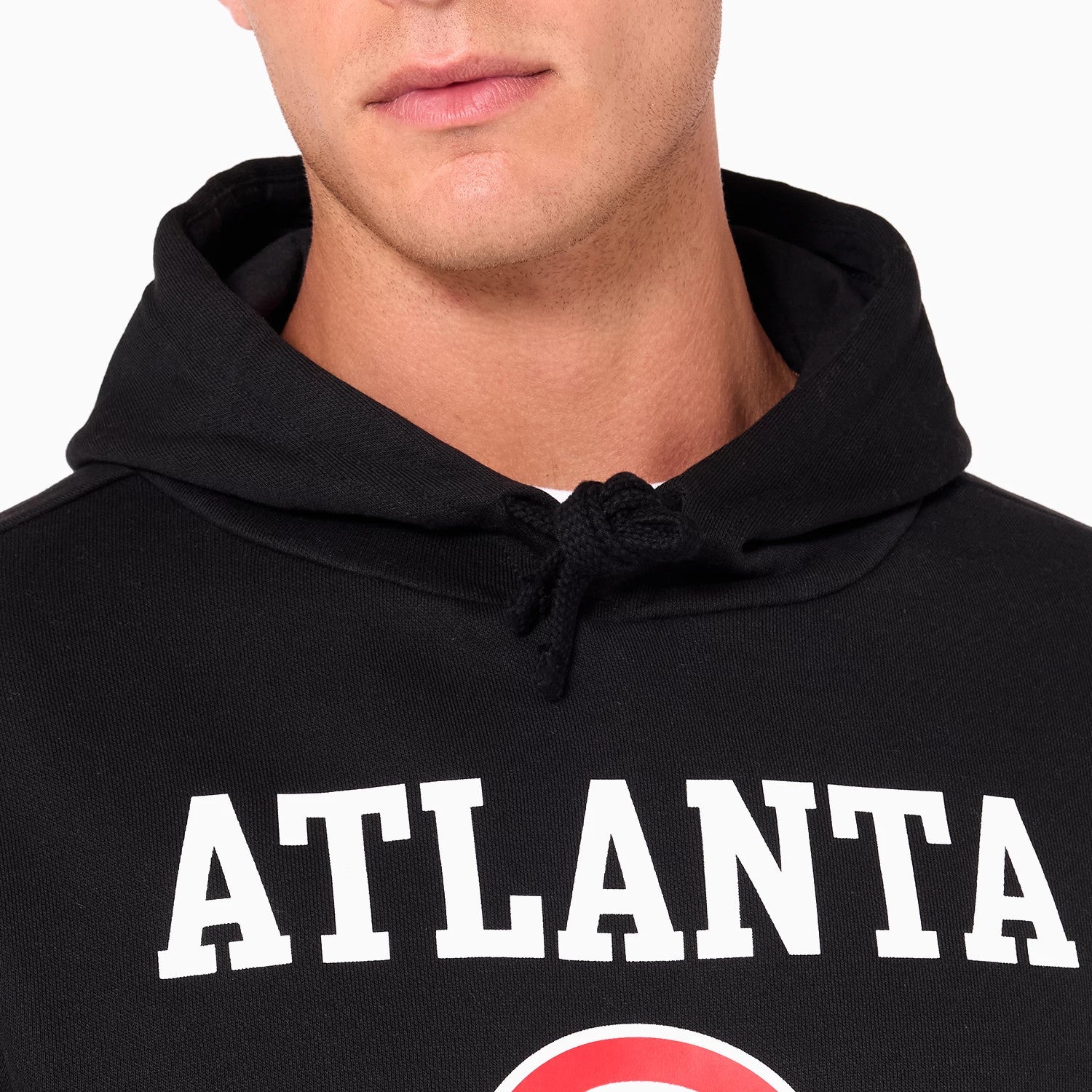 The Male model is wearing Atlanta Hawks NBA Black Pullover Hoodie 4