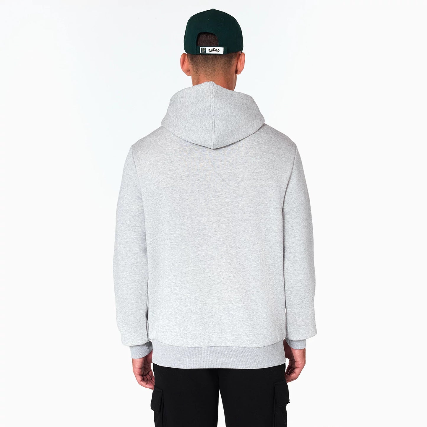 The Male model is wearing Milwaukee Bucks NBA Grey Pullover Hoodie 7