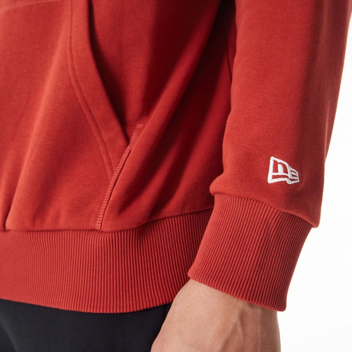 The Male model is wearing Chicago Bulls NBA Lifestyle Red Quarter Zip Sweater 9