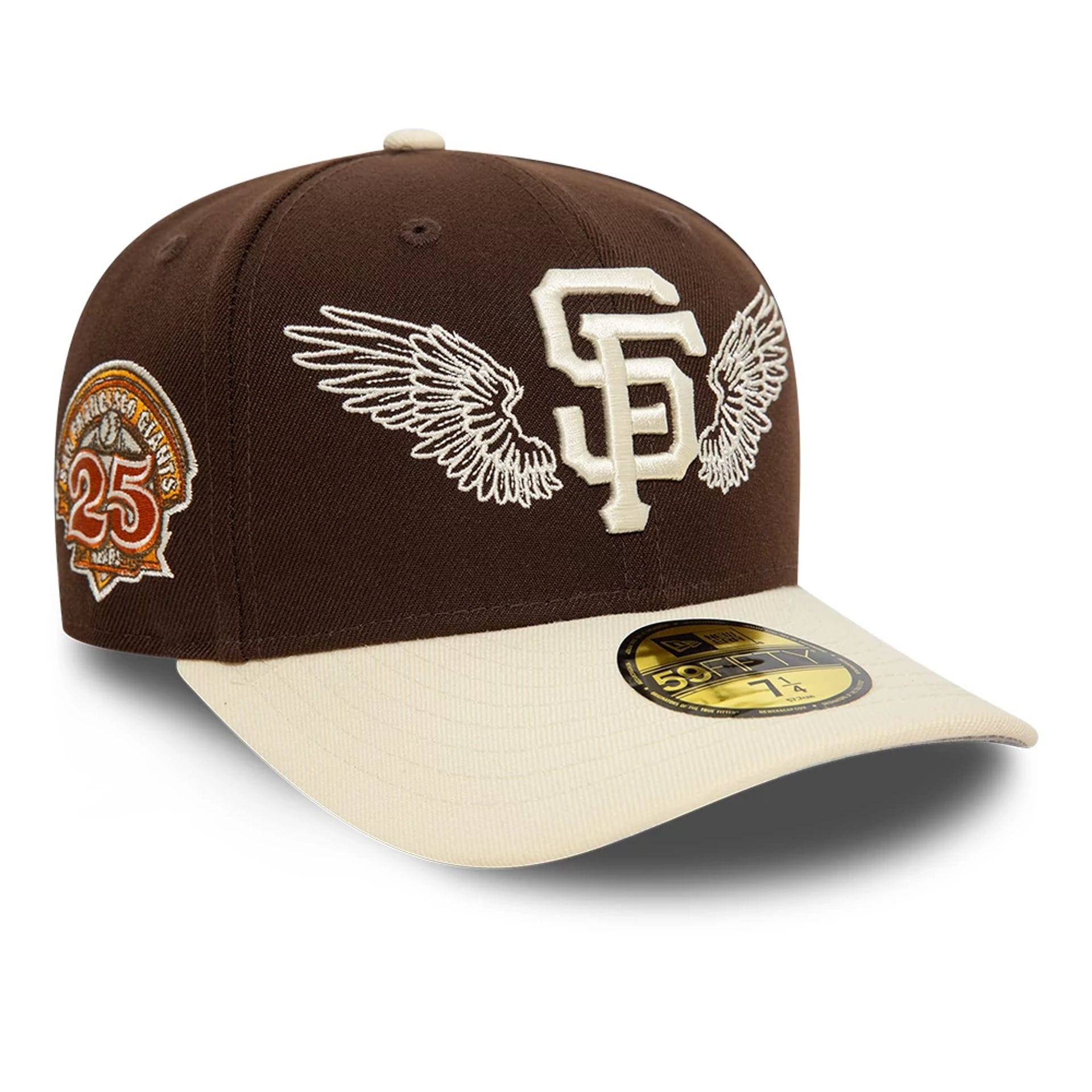 Pictured is this San Francisco Giants MLB Team Wings Dark Brown 59FIFTY Fitted Cap 1