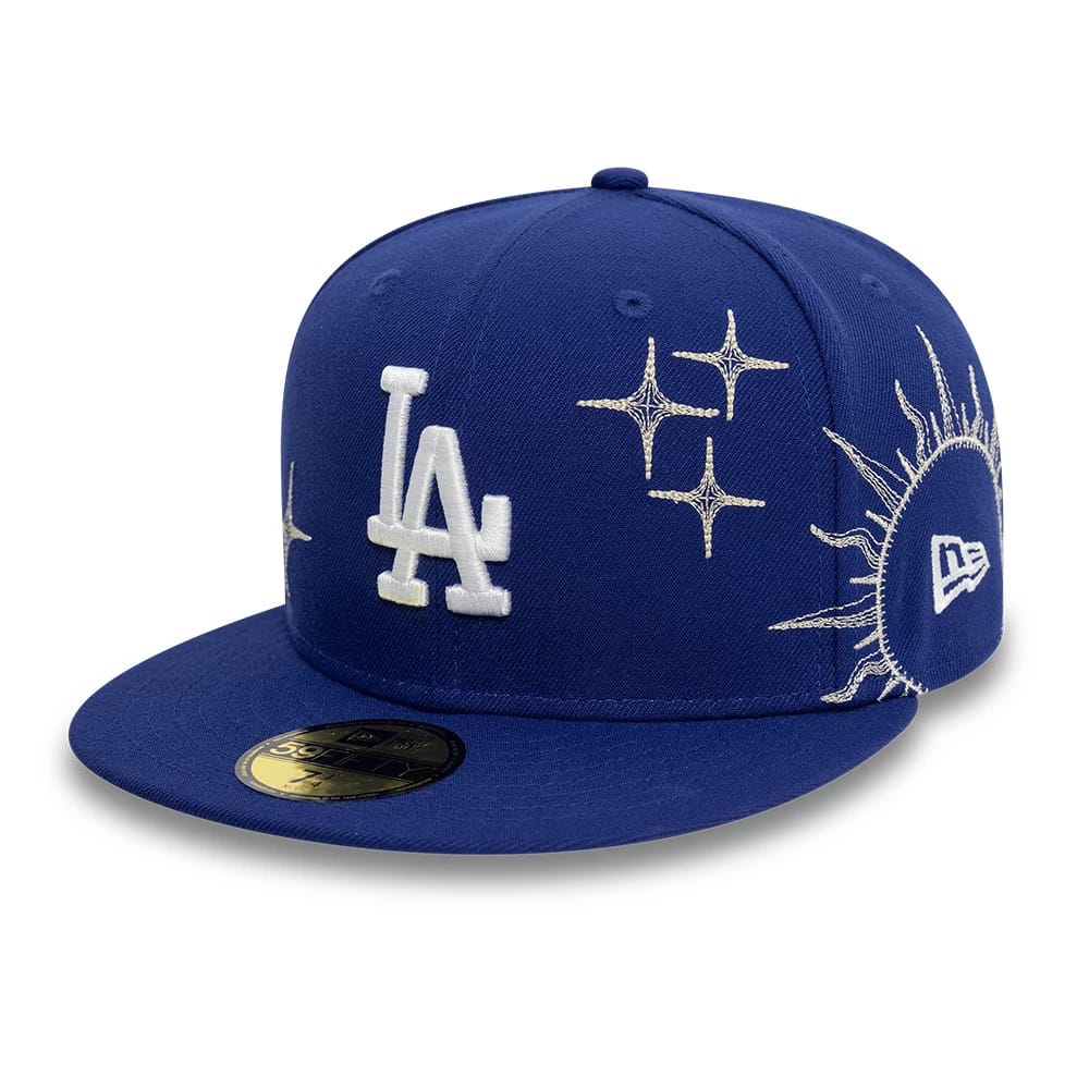 Pictured is this LA Dodgers MLB Zodiac 59FIFTY Fitted Cap in dark blue. 1