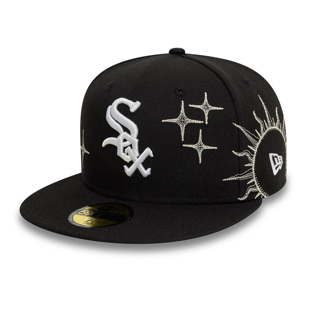 Pictured is this Chicago White Sox MLB Zodiac Black 59FIFTY Fitted Cap 1