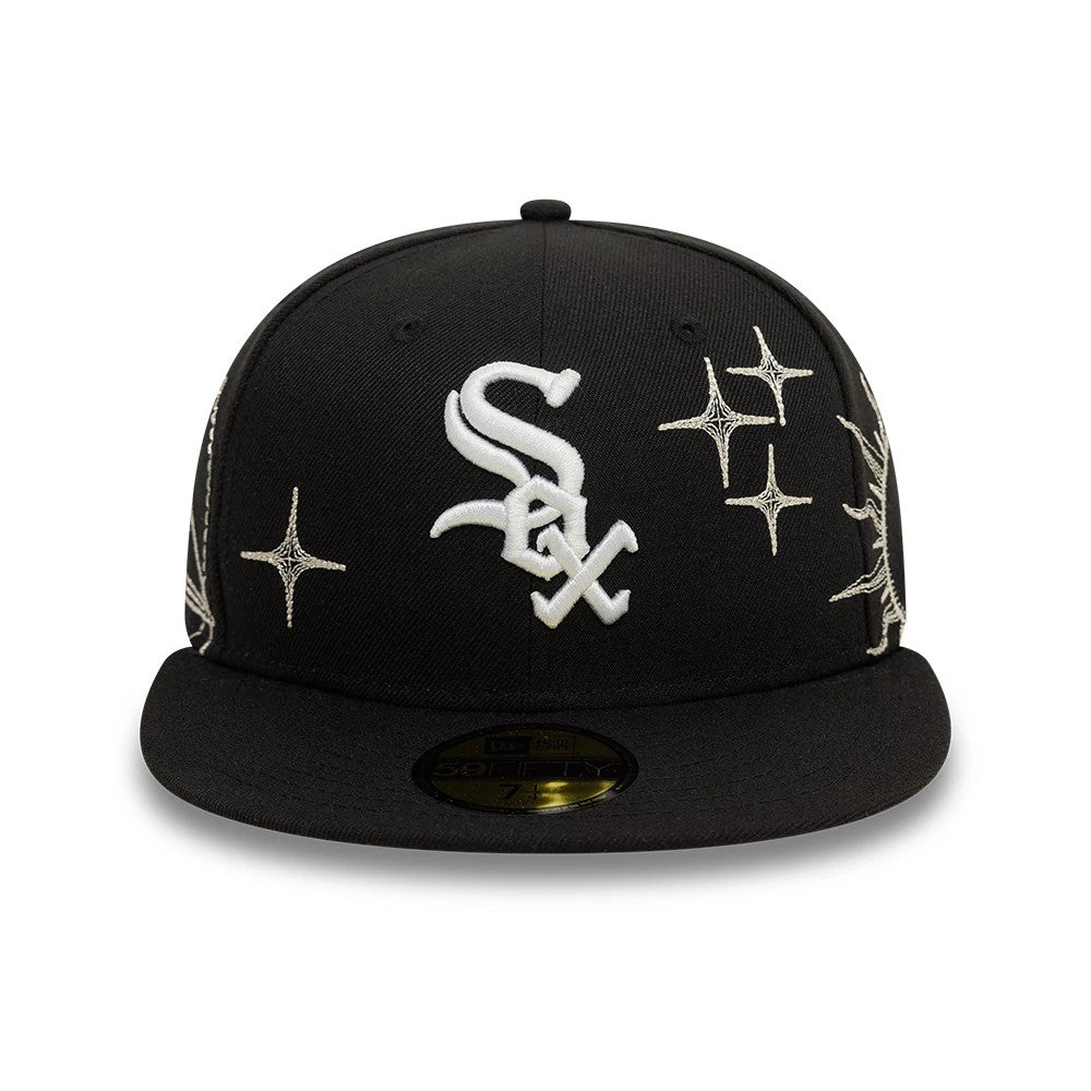 Pictured is this Chicago White Sox MLB Zodiac Black 59FIFTY Fitted Cap 2