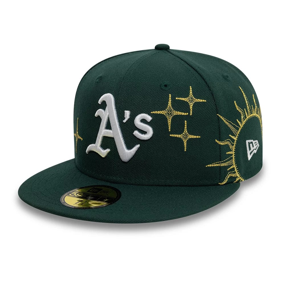 Pictured is this Oakland Athletics MLB Zodiac Dark Green 59FIFTY Fitted Cap 1