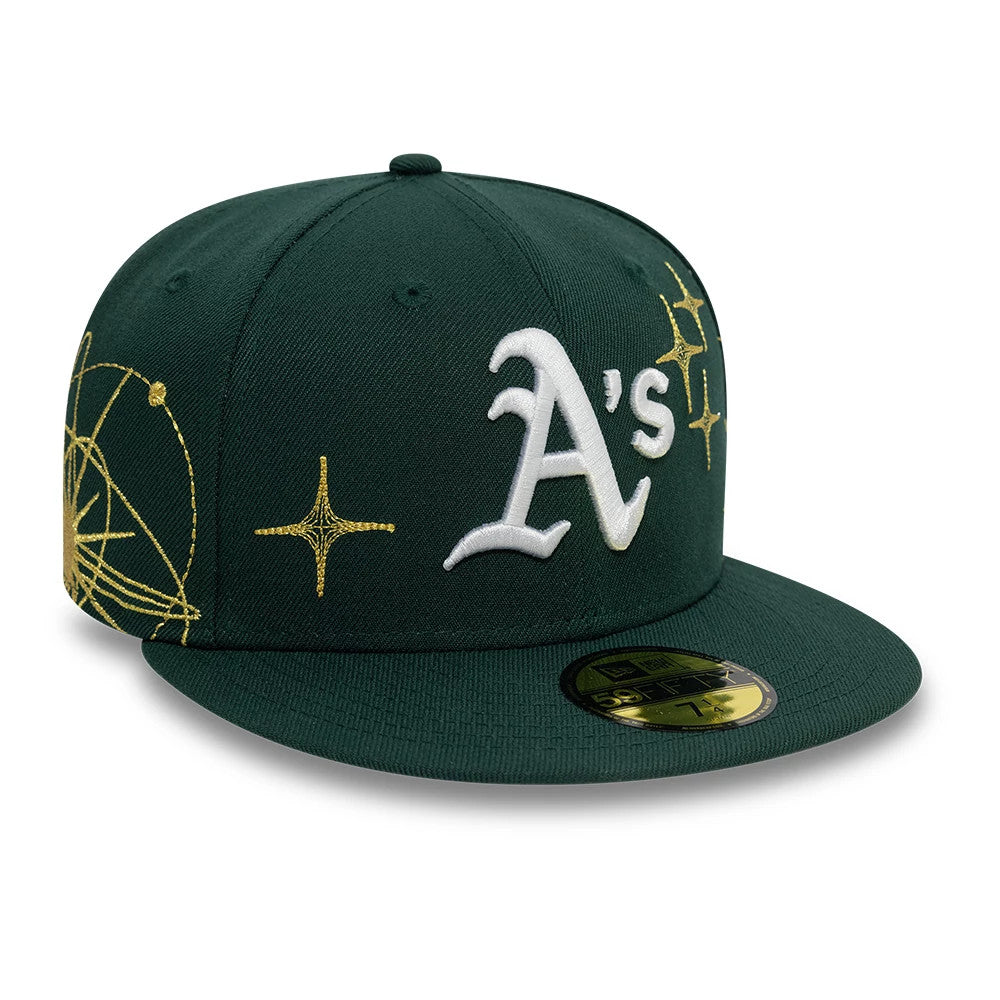 Pictured is this Athletics MLB Zodiac Dark Green 59FIFTY Fitted Cap 4