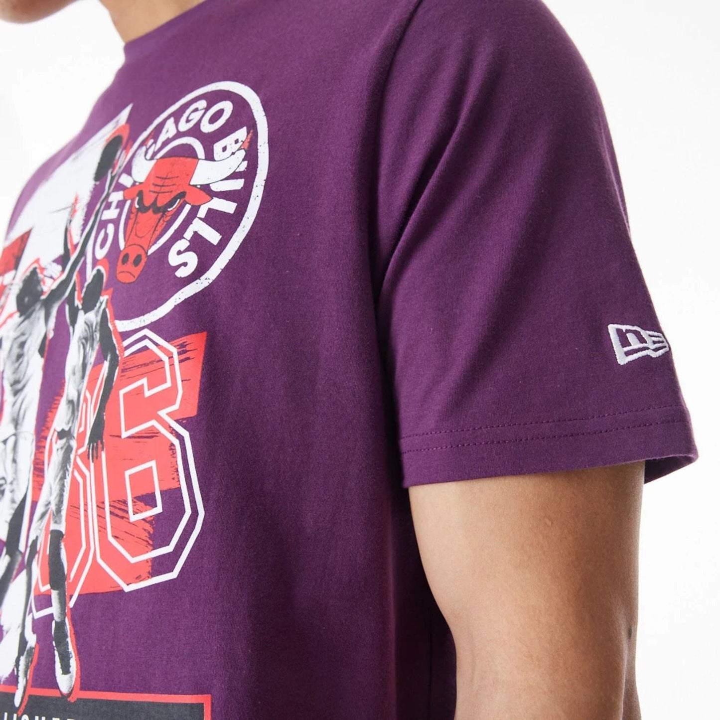 The Male model is wearing Chicago Bulls NBA Player Graphic Dark Purple T-Shirt 10