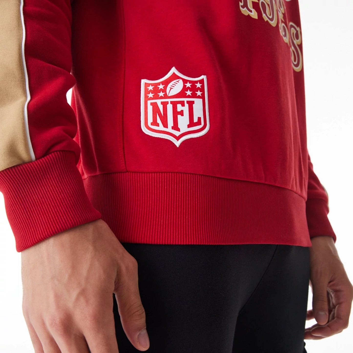 The Male model is wearing San Francisco 49Ers NFL Graphic Red Crew Neck Sweater 7