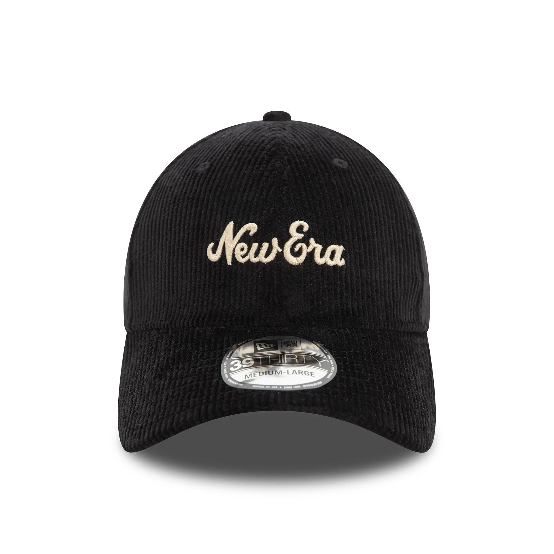 This is a New Era Script Cord Black 39THIRTY Stretch Fit Cap 2