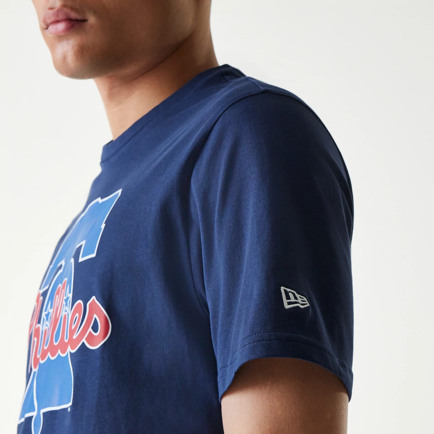 The Male model is wearing Philadelphia Phillies MLB Regular Dark Blue T-Shirt 4