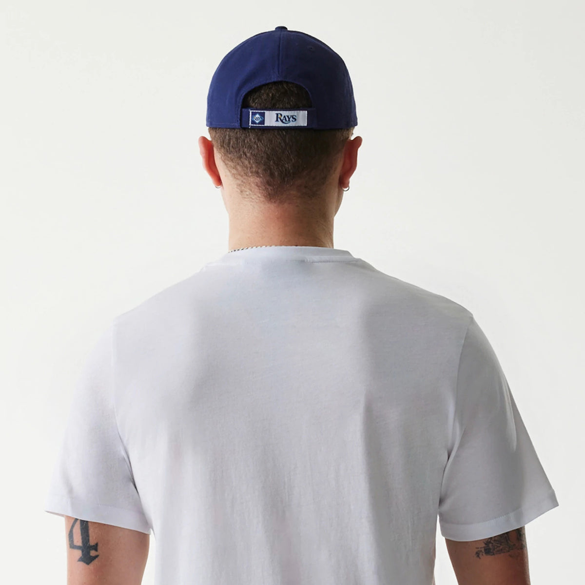 The Male model is wearing Tampa Bay Rays MLB Regular White T-Shirt 7