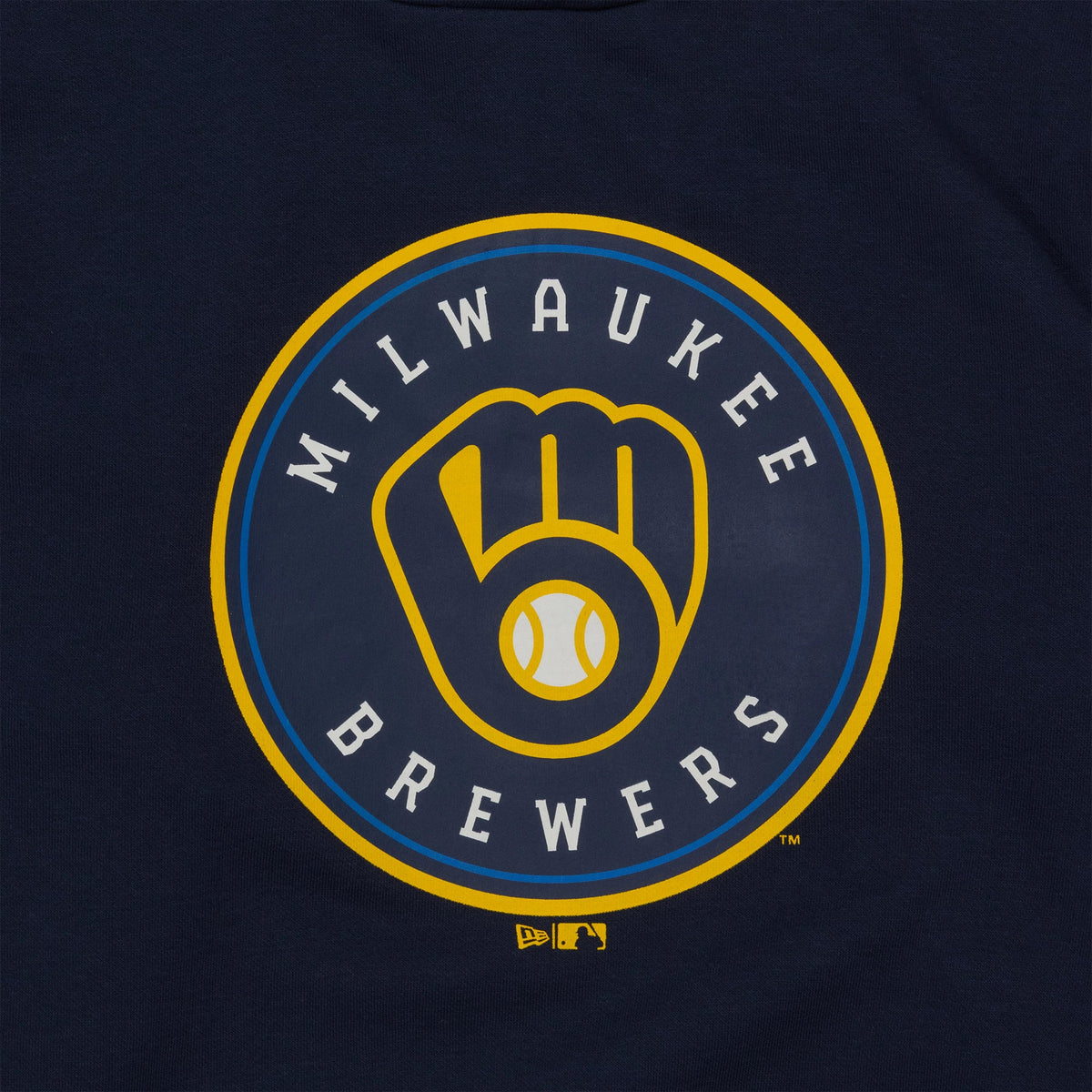 The Male model is wearing Milwaukee Brewers MLB Regular Dark Blue Pullover Hoodie 3