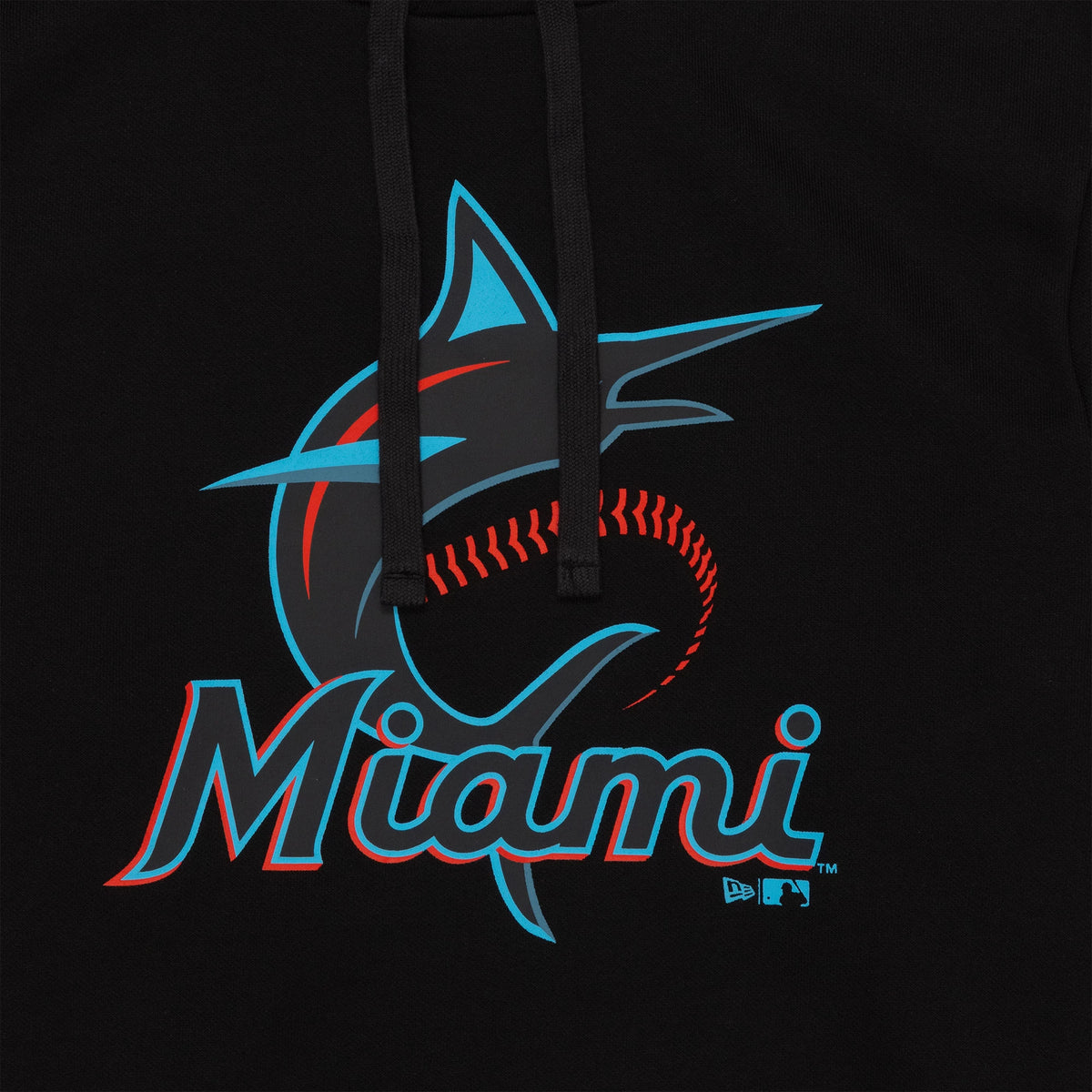 The Male model is wearing Miami Marlins MLB Regular Black Pullover Hoodie 3