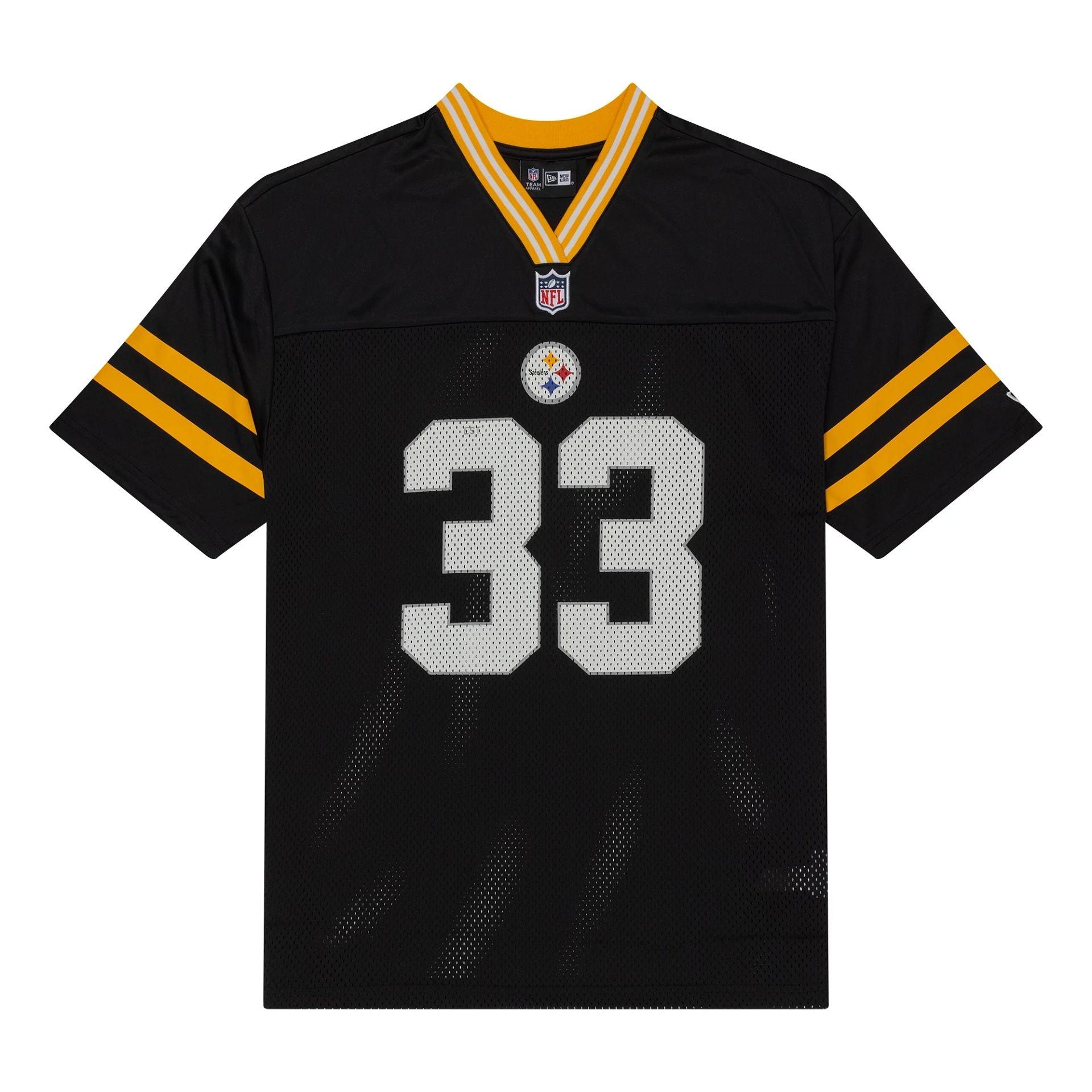 The Male model is wearing Pittsburgh Steelers NFL Mesh Black Mesh Jersey 1