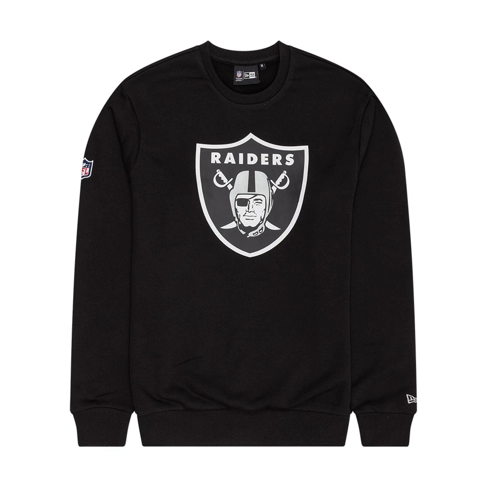 The Male model is wearing Las Vegas Raiders NFL Black Crew Neck Sweater 1