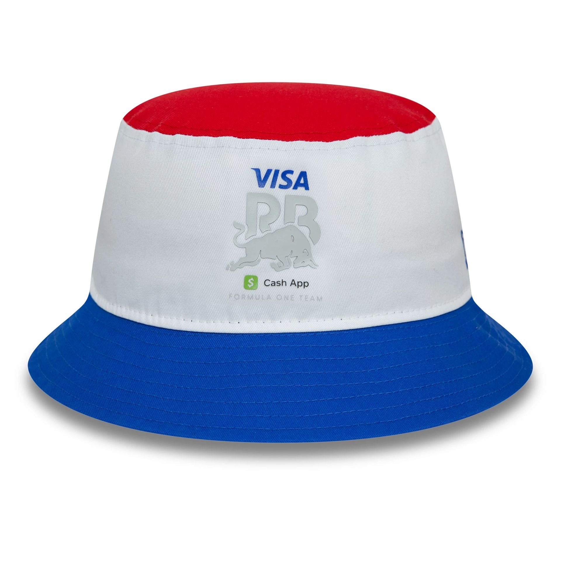 This is a Visa Cash App Racing Bulls Block White Tapered Bucket Cap 1