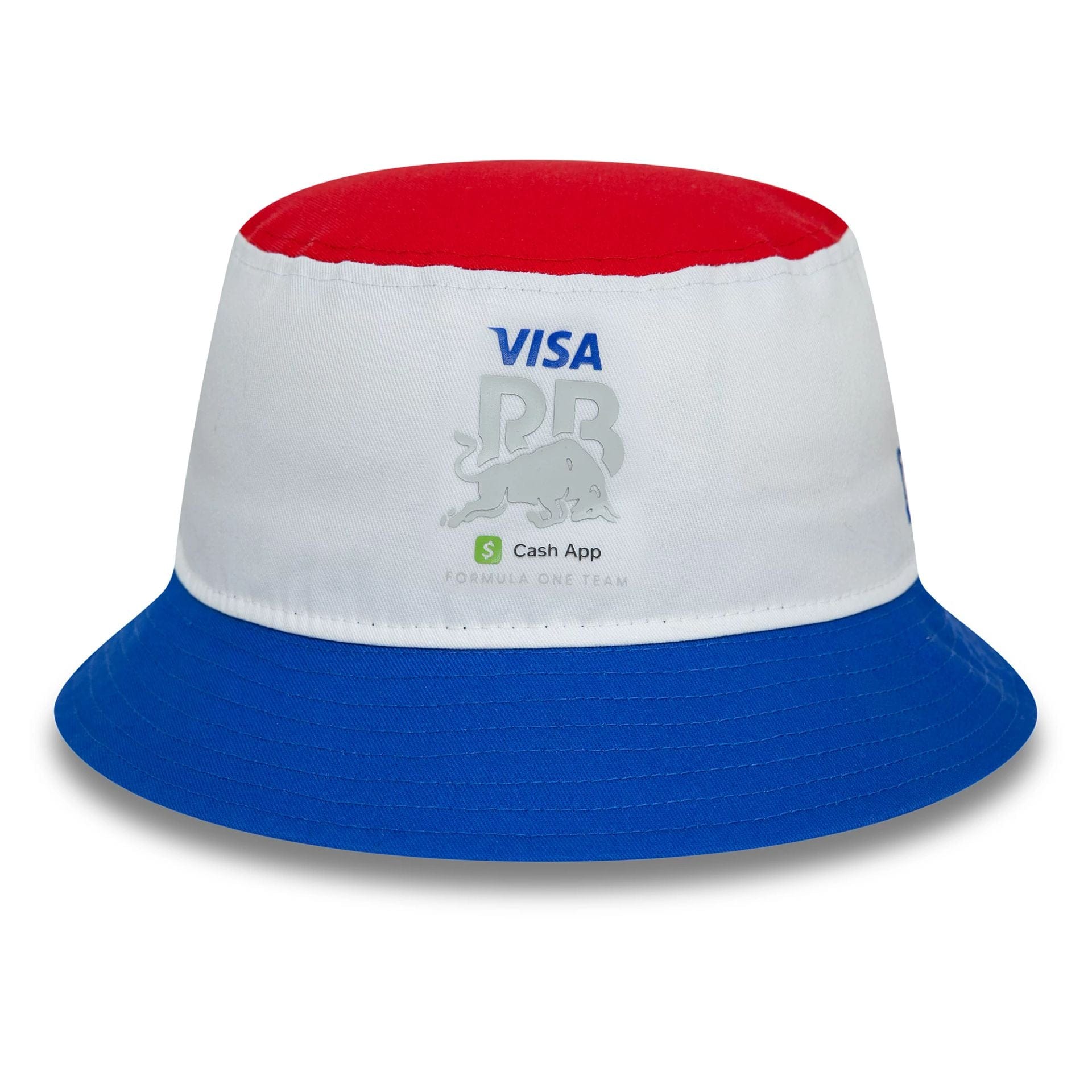 This is a Visa Cash App Racing Bulls Block White Tapered Bucket Cap 1
