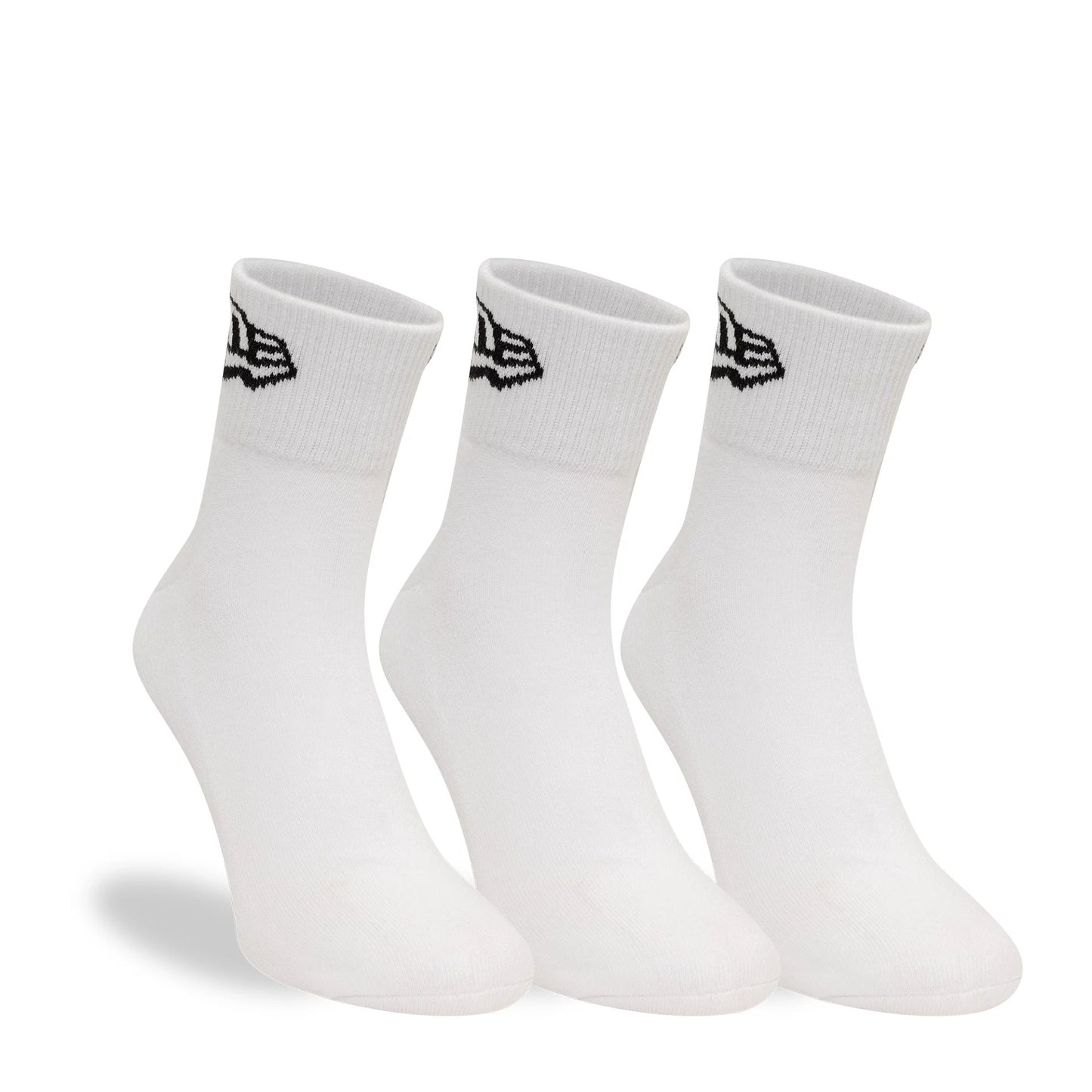 This is a New Era Flag 3-Pack White Short Crew Socks 3