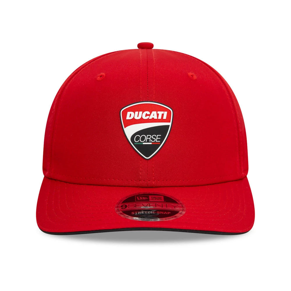 This is a Ducati Motor Logo Core Red 9SEVENTY Stretch Snap Adjustable Cap 2