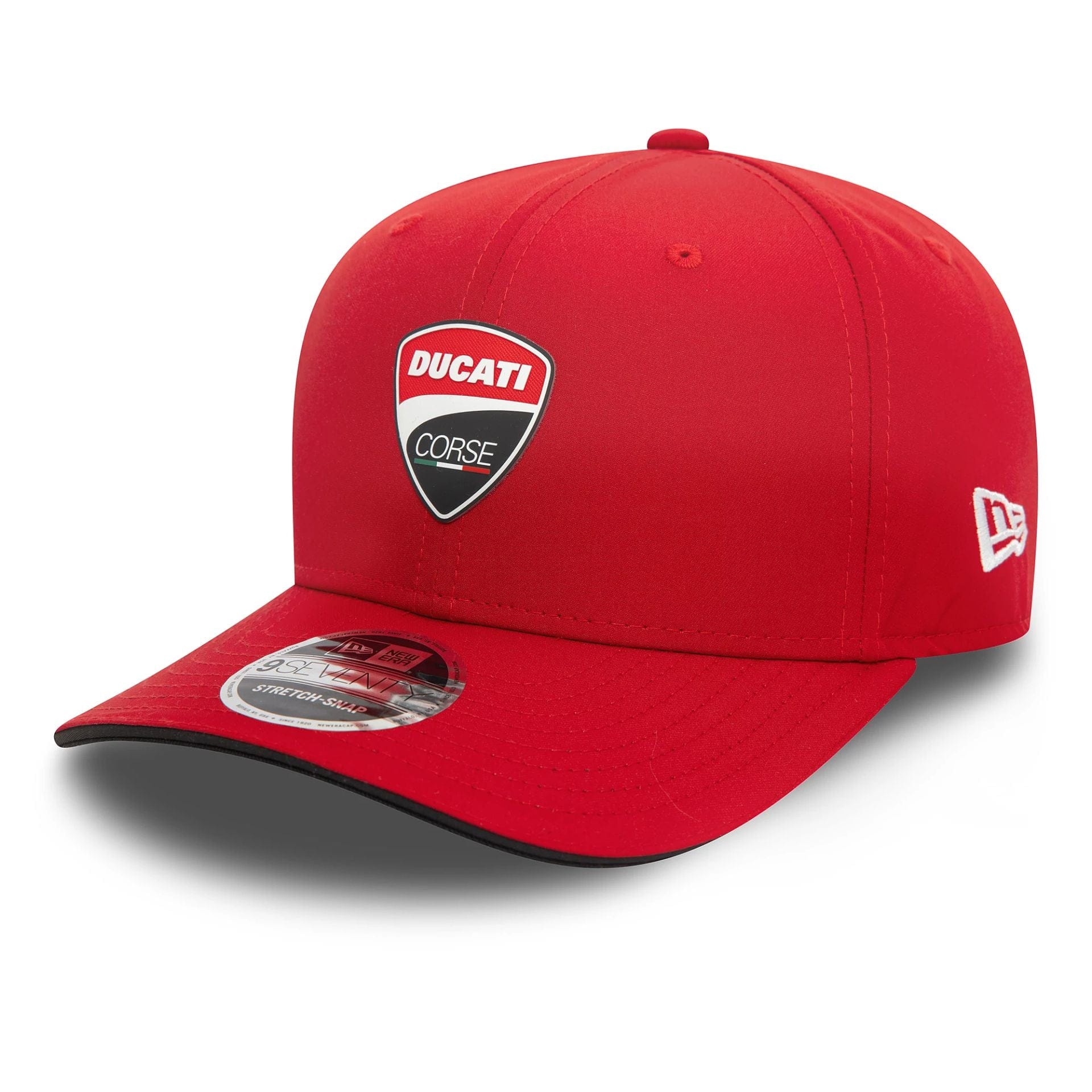 This is a Ducati Motor Logo Core Red 9SEVENTY Stretch Snap Adjustable Cap 1