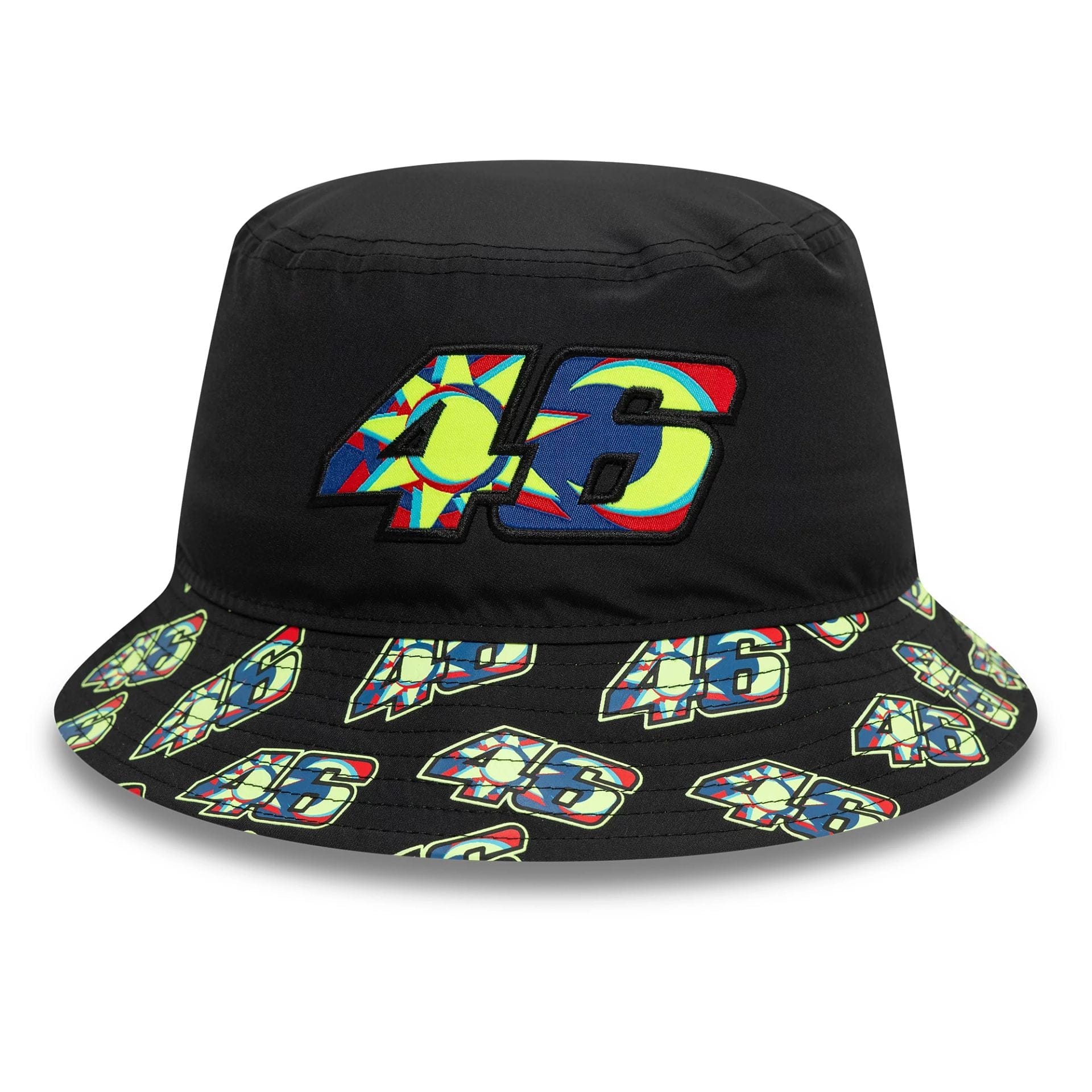 This is a VR46 Moon Sun Black Bucket Hat 2