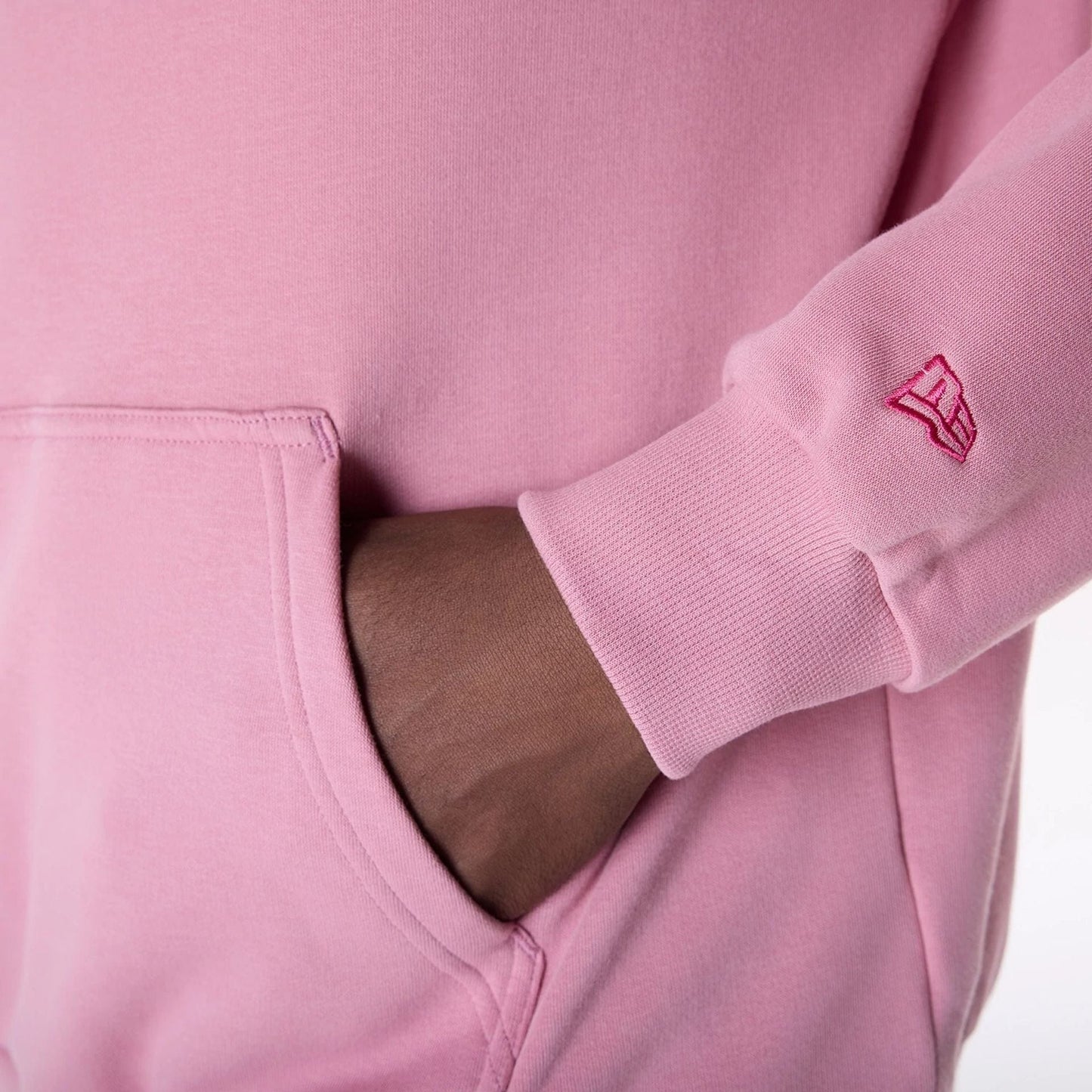 The Male model is wearing New York Yankees MLB League Essential Dark Pink Oversized Pullover Hoodie 8
