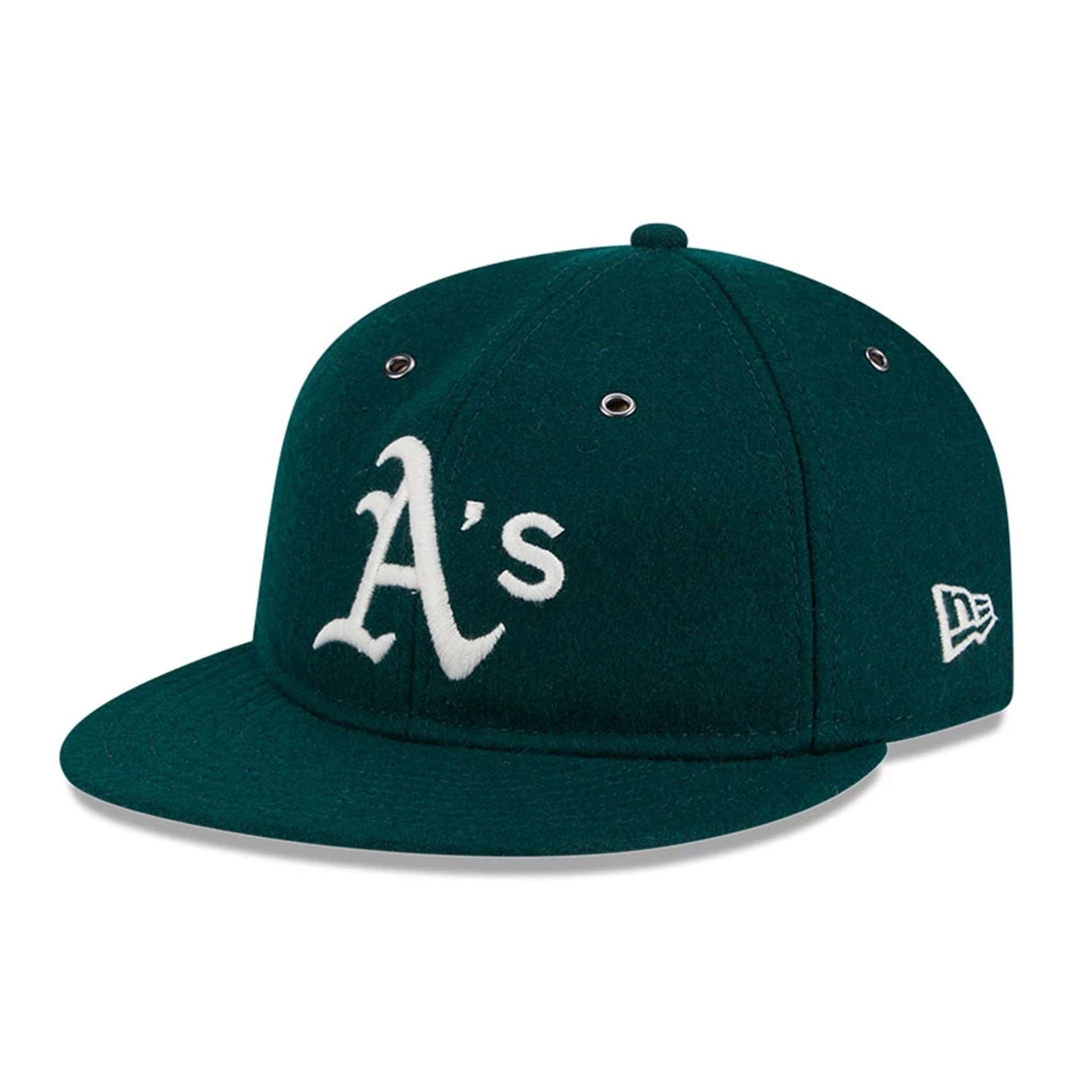 This is a Oakland Athletics MLB Wool Dark Green Retro Crown 59FIFTY Fitted Cap 1
