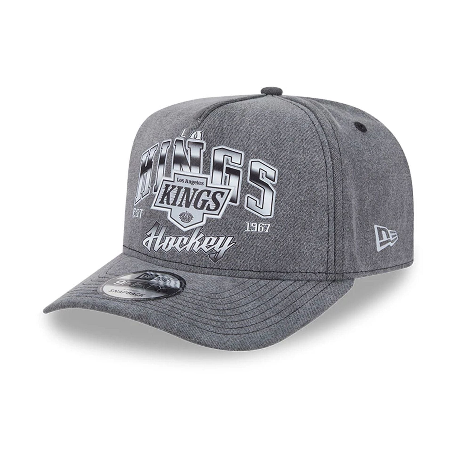 This is a LA Kings NHL Washed Black 9FIFTY A-Frame Adjustable Cap 1