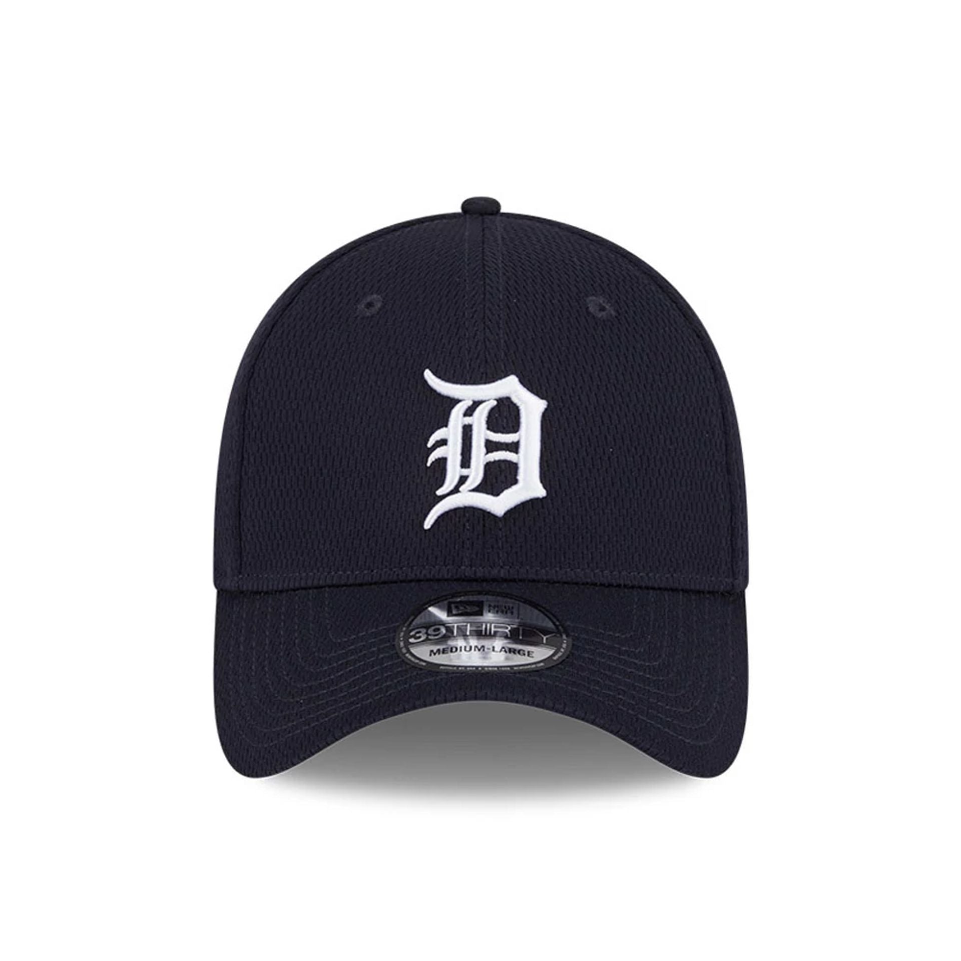 Pictured is this MLB Evergreen Detroit Tigers 39THIRTY Stretch Fit cap in navy. 2