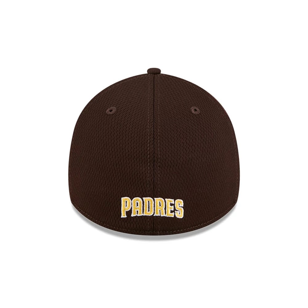 Pictured is this MLB Evergreen San Diego Padres 39THIRTY Stretch Fit cap in dark brown. 4