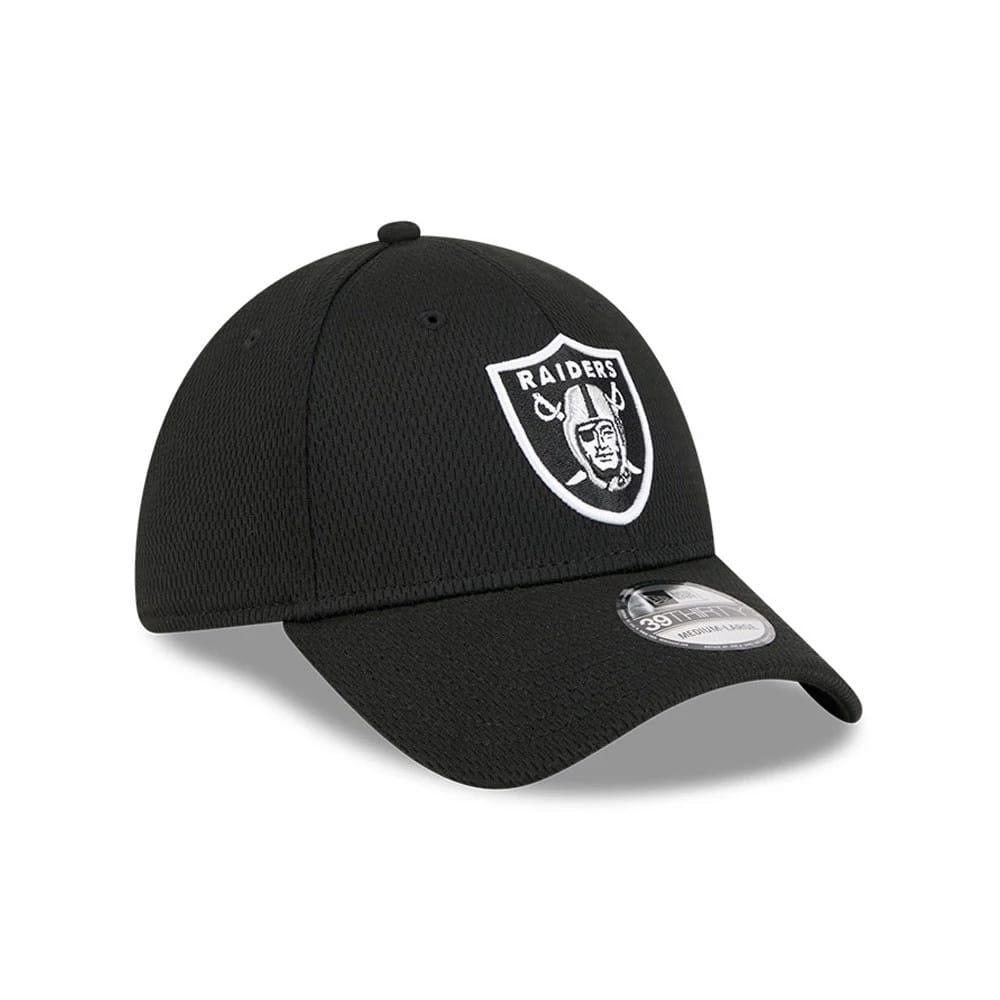 Pictured is this NFL Evergreen Las Vegas Raiders 39THIRTY Stretch Fit cap in black. 3