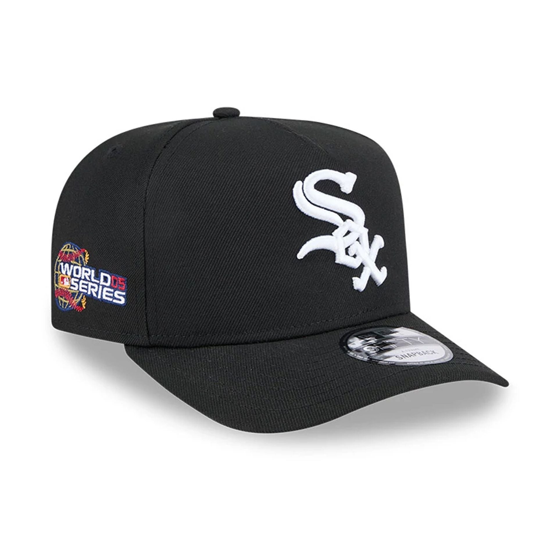 Pictured is this MLB Evergreen Chicago White Sox 9FIFTY A-Frame Snapback cap in black. 1