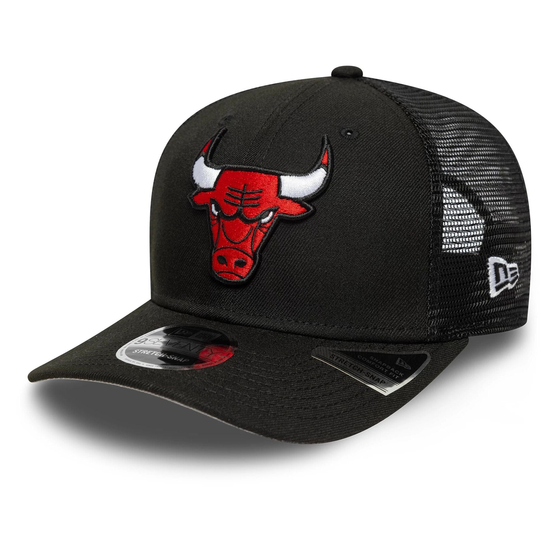 This is a Chicago Bulls NBA Official Team Colour Black 9SEVENTY Stretch Snap Adjustable Cap 1