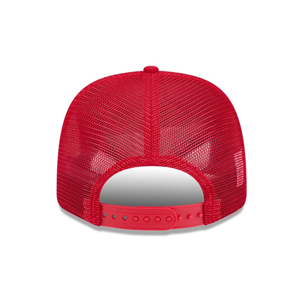 Pictured is this MLB Evergreen LA Angels 9SEVENTY Stretch Snap cap in red. 7