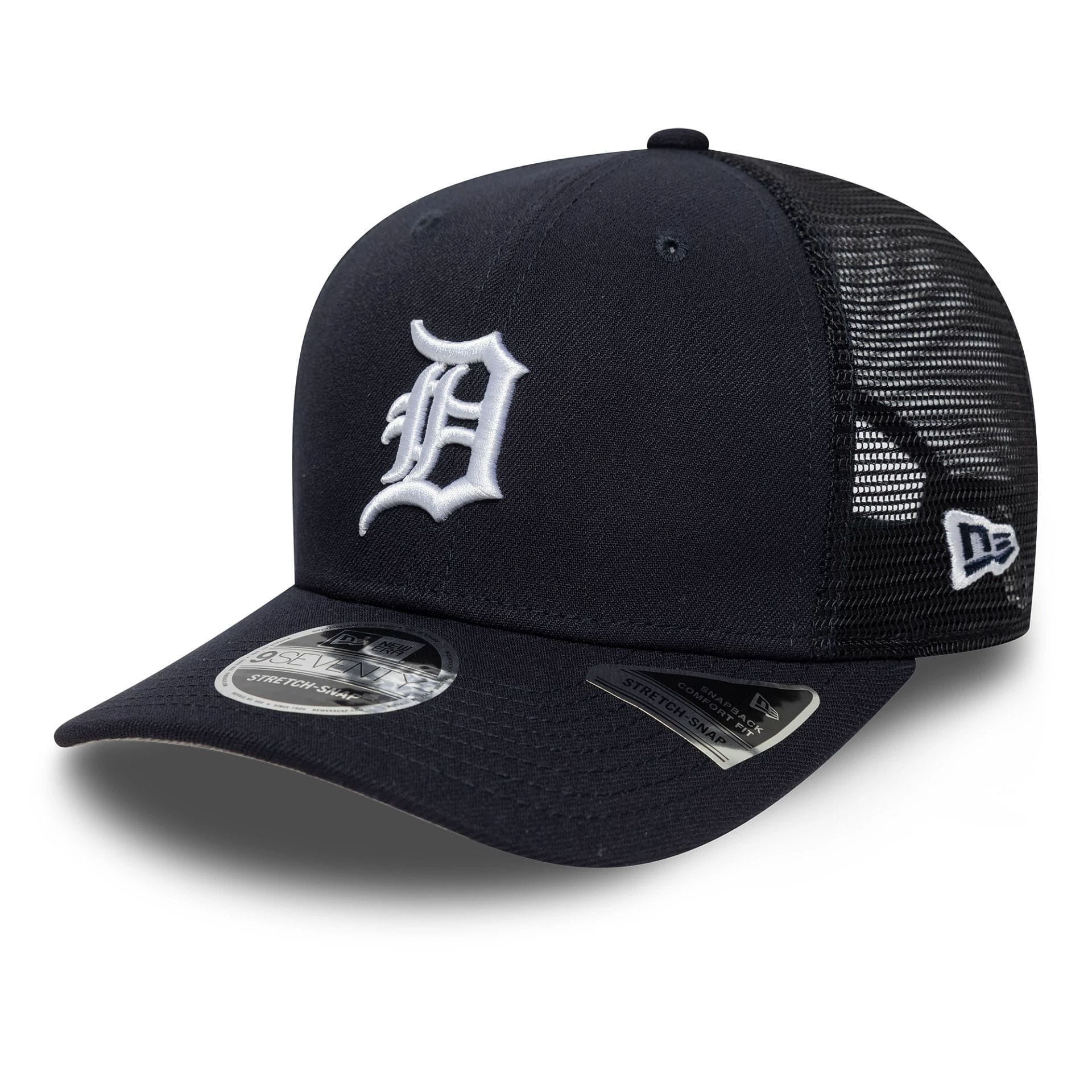 Pictured is this MLB Evergreen Detroit Tigers 9SEVENTY Stretch Snap cap in navy. 1